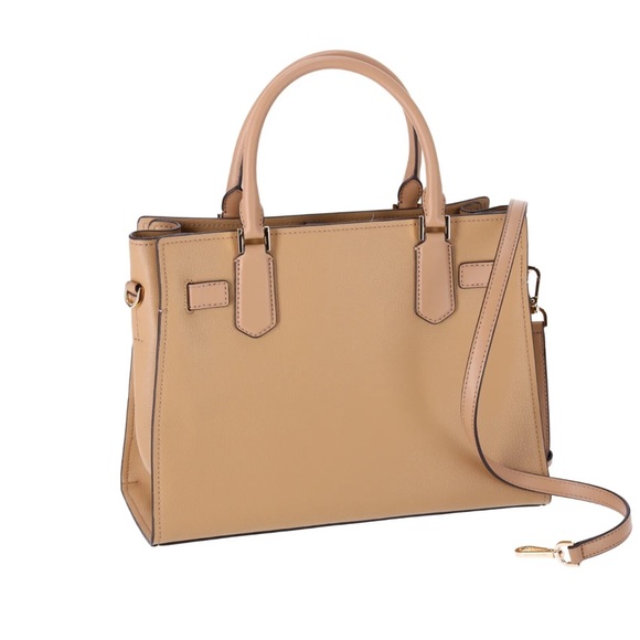 Michael Kors Hamilton Medium Satchel Crossbody Camel Pebbled Leather - Picture 4 of 8